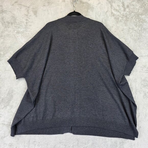 Calvin Klein Sweater Womens One Size Dark Gray Poncho Cardigan Short Sleeve - Picture 8 of 8